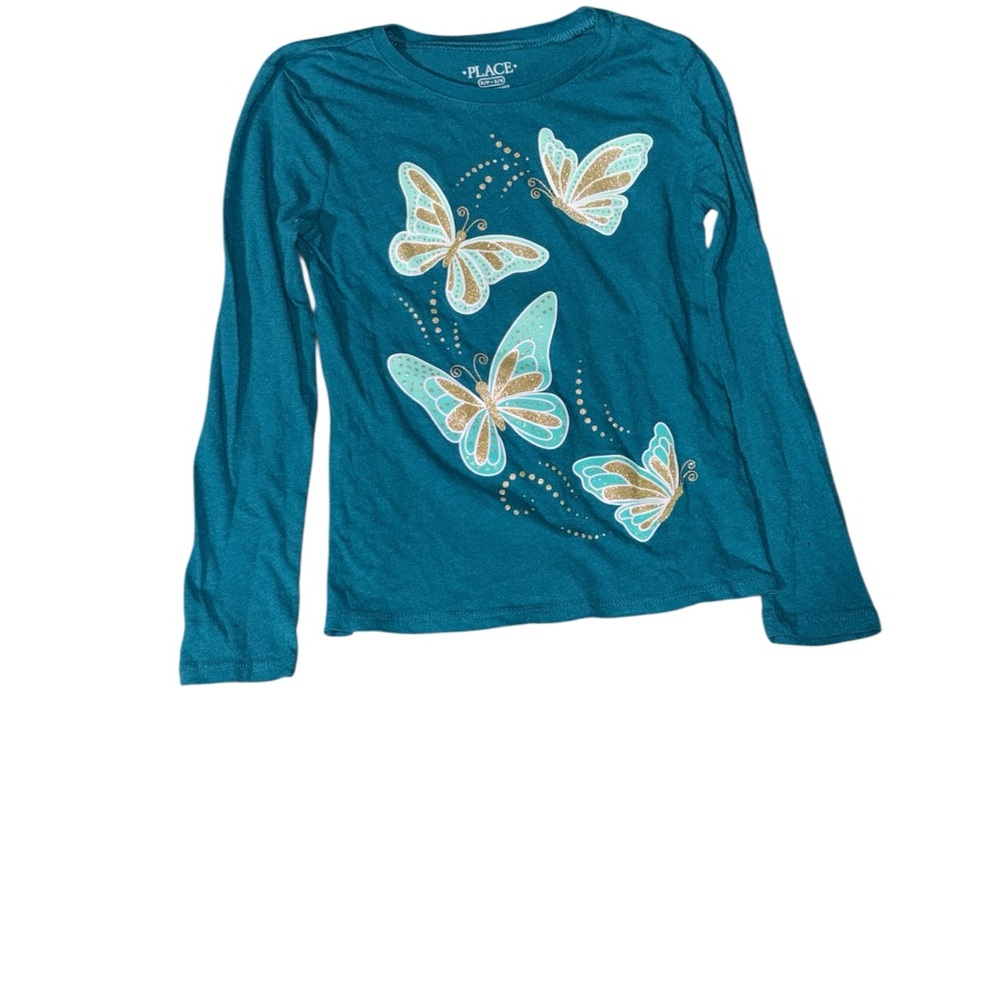 🌞 The Children's Place Blue Long Sleeve Tee with Butterfly Design